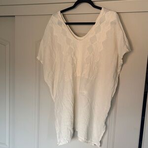 White Cotton Textured Poncho Tunic Top